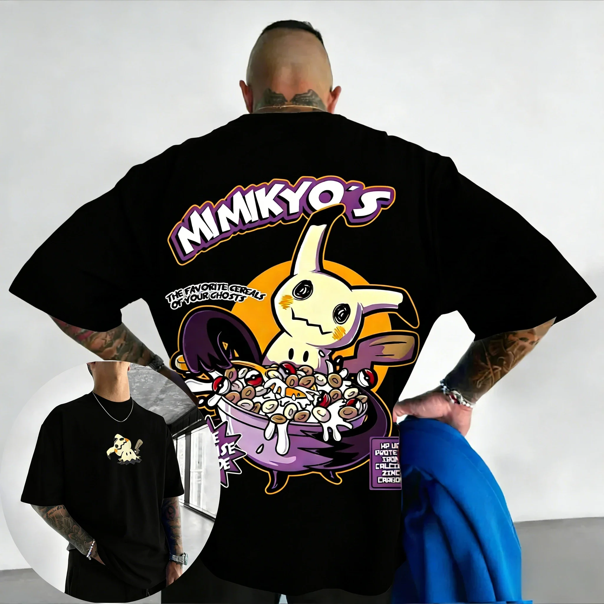 

Pokemon Anime Mimikyu Printed Cotton T-shirt Summer New Men's and Women's Loose Casual Street Fashion Short Sleeve Streetwear