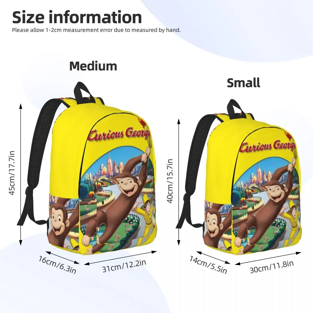 Curioso george macaco dos desenhos animados mochila para homens mulheres legal estudante trabalho daypack série de tv computador portátil sacos lona com bolso