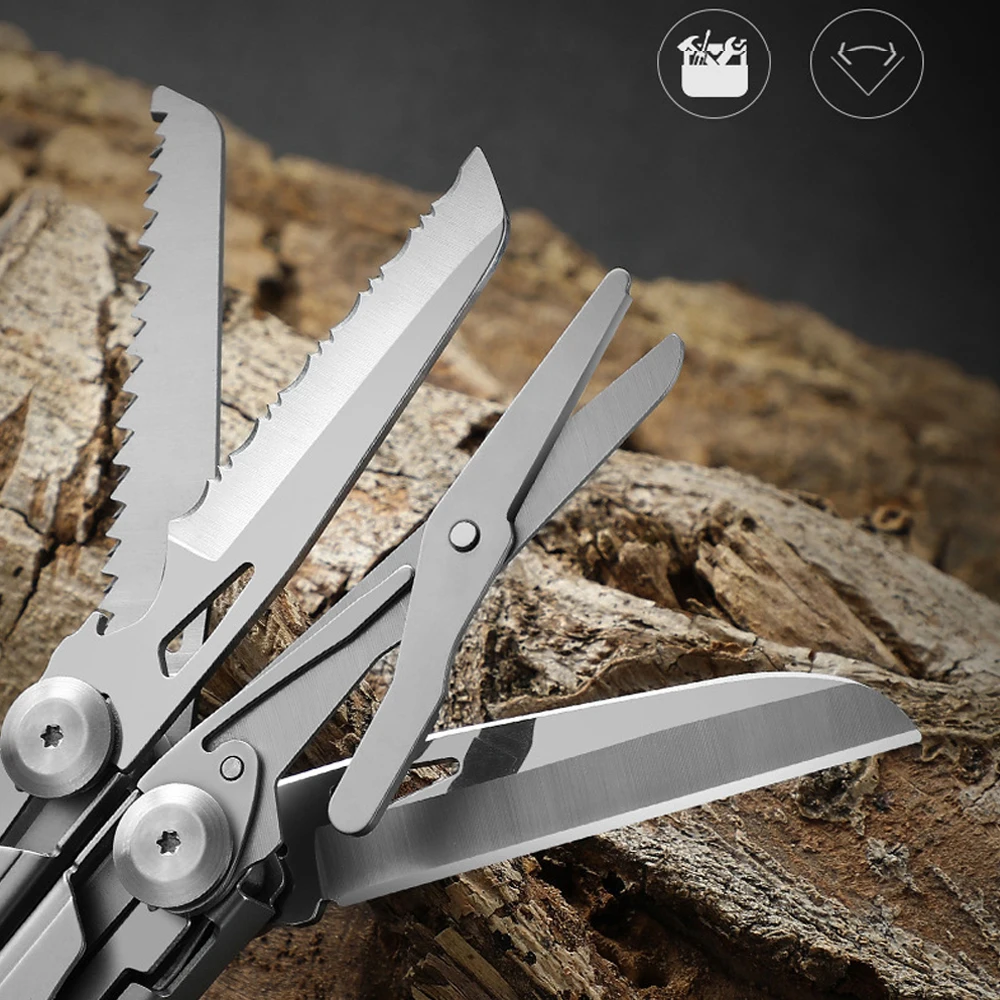 16 IN 1 Steel Multifunctional Folding Knife Tactical Pliers Camping Multitool Emergency Equipment Portable Pocket Knife