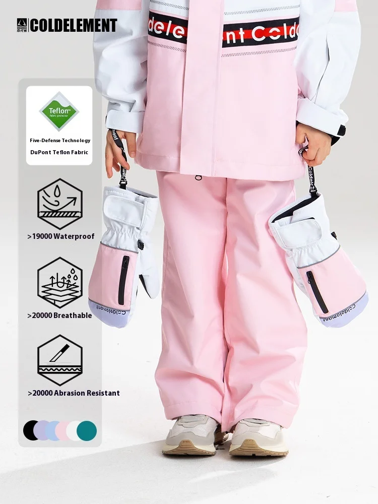 Calças infantis à prova de vento, à prova d'água e quente, equipamento de esqui para meninos e meninas, calças de esqui para meninas, calças de esqui infantis diárias