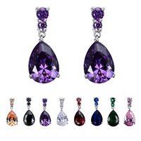 Luxury Bohemian Dangle Earrings for Women Purple Crystal Floral Pattern Drops Earrings Elegant Banquet Jewelry High Quality
