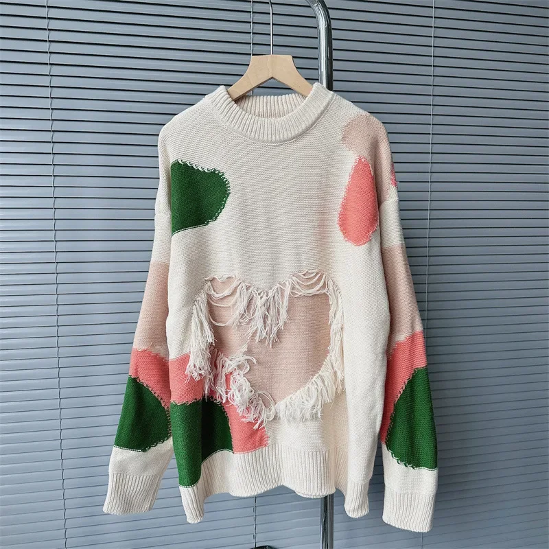 

Pullovers Loose Casual Knitted Sweater Autumn And Winter New Sweater For Women Korean Edition With Irregular Fringe Design Tps