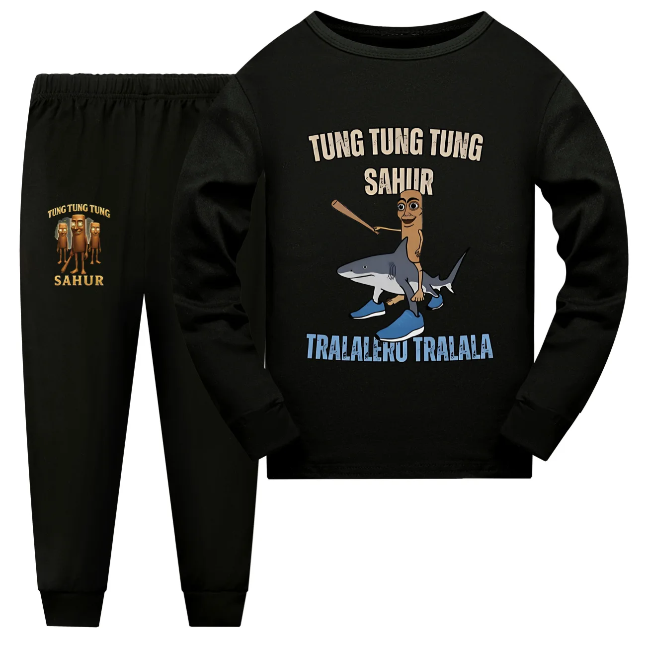 Herbst Tralalero Tralala Tung Tung Tung Mädchen Jungen Pyjama Set Kinder Kleidung Set Jungen Langarm Pyjamas Kinder Nachtwäsche Anzug