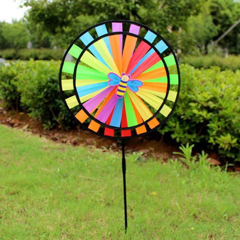 

Double Layer Colorful Wheel Windmill Wind Spinner Kids Toys Garden Yard Decor