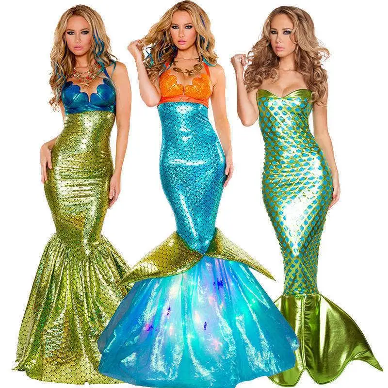 

loween New Sle Mermaid Suit Bra And Long Skirt Set Game orm Women's Costume PU Material KTV Dr Autumn 2025