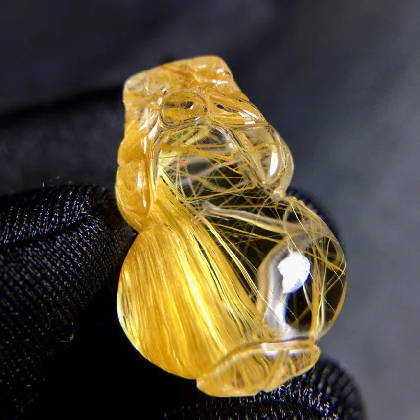 Natural Gold Rutilated Quartz Pendant Pi Xiu Rutilated Quartz Jewelry 22.2*14.5*9.8mm Flower Men Women Brazil AAAAAAA