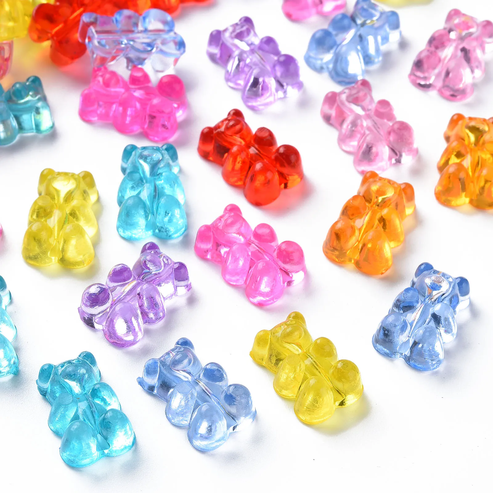 Colorful Cute Acrylic Bear Beads Vertical Hole Animal Spacer Beads for Jewelry Making Necklace Bracelet Earrings Charm DIY Craft