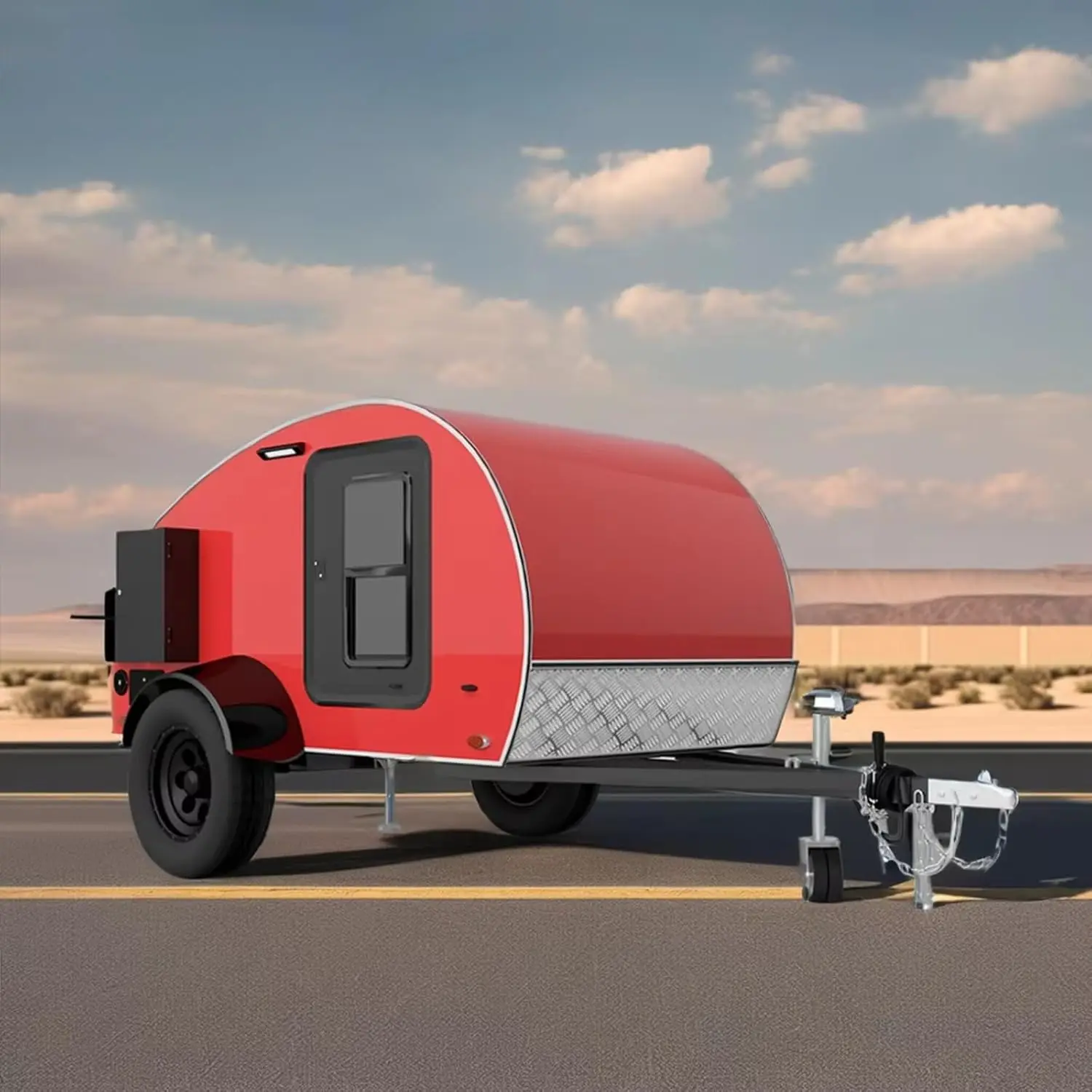 Towable Camper Trailer, Lightweight Compact Camper with Kitchenette and Sleeping Berth for Outdoor Weekend Getaway Adventure