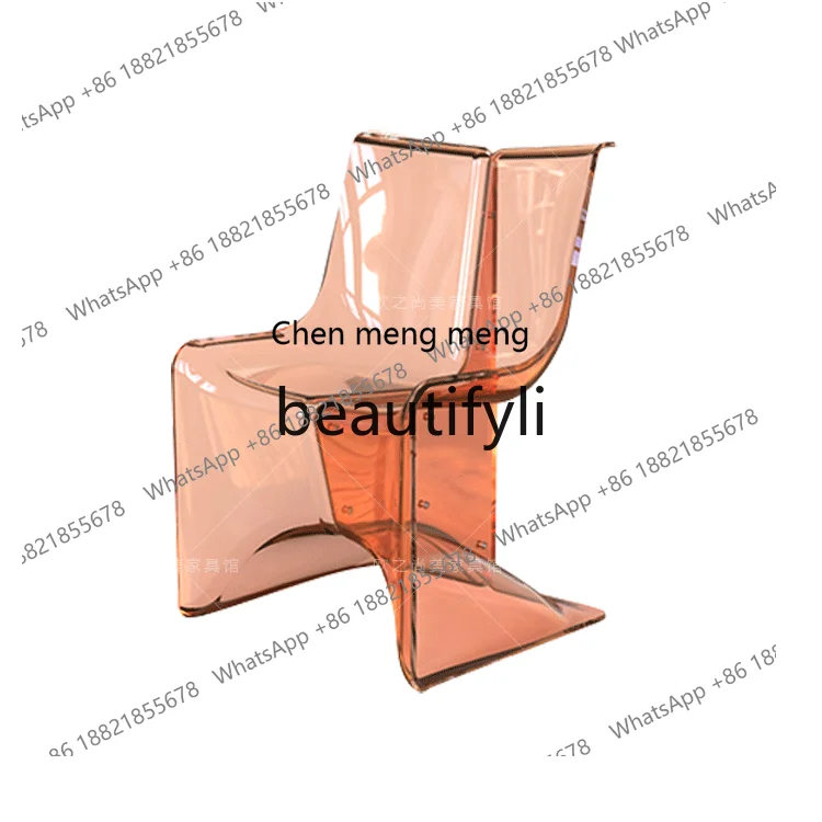 

Italian light luxury crystal transparent acrylic dining chair designer home backrest chair tea room high-end leisure chair H