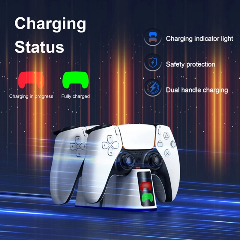 Controller Charging Station For PS5 Fast Charging Station With LED Light Dual Stand Charger Dock Accessories