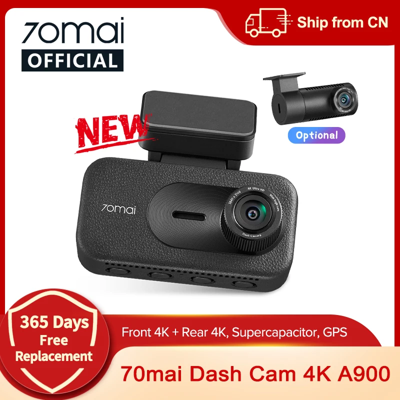 Image of 【Schiff aus EU-Lager】70mai A900 Dash Cam 4K + 4K Vorder und hinten Hochtemperaturbeständiger Superkondensator Sprachsteuerung 4G LTE 2.0 Wi-Fi 6 GPS APP Auto DVR