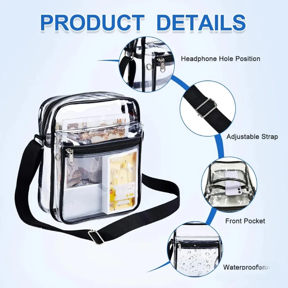 Clear Purse Stadium Clear Messenger Bag Stadium Approved for Men and Women Clear CrossBody Bag