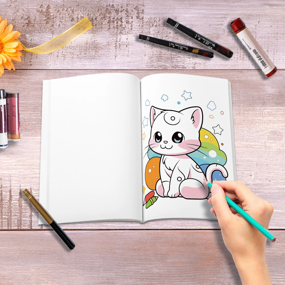 1 buah, buku mewarnai kucing lucu, buku mewarnai remaja, 30 pola berbeda, kertas tebal 100gsm, penghilang stres, hadiah ulang tahun