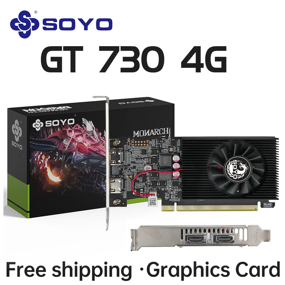 بطاقات الرسومات SOYO NVIDIA GT730 4G GDDR3 128bit بطاقة الفيديو HDMI * 2 لمكونات كمبيوتر ألعاب سطح المكتب GPU GT 730