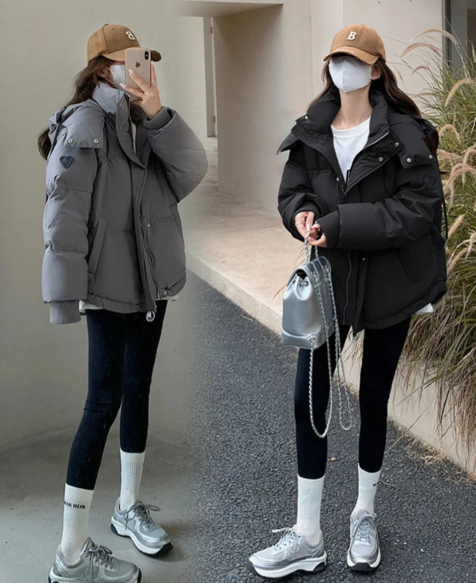 Cappotto invernale imbottito caldo da donna Nuovo piumino in cotone con cappuccio Parka spesso solido impermeabile gonfio moda coreana