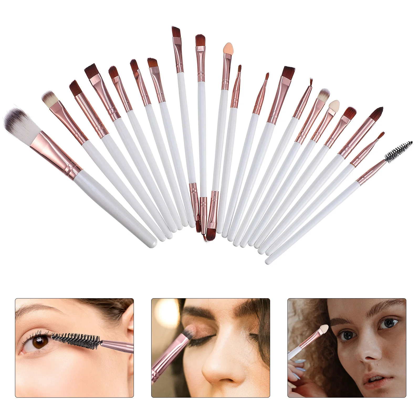 20 個ブラシセットポータブルメイクアップキットファンデーションコンシーラーアイシャドウブラッシュブラシ木製ハンドルメイクブラシキット