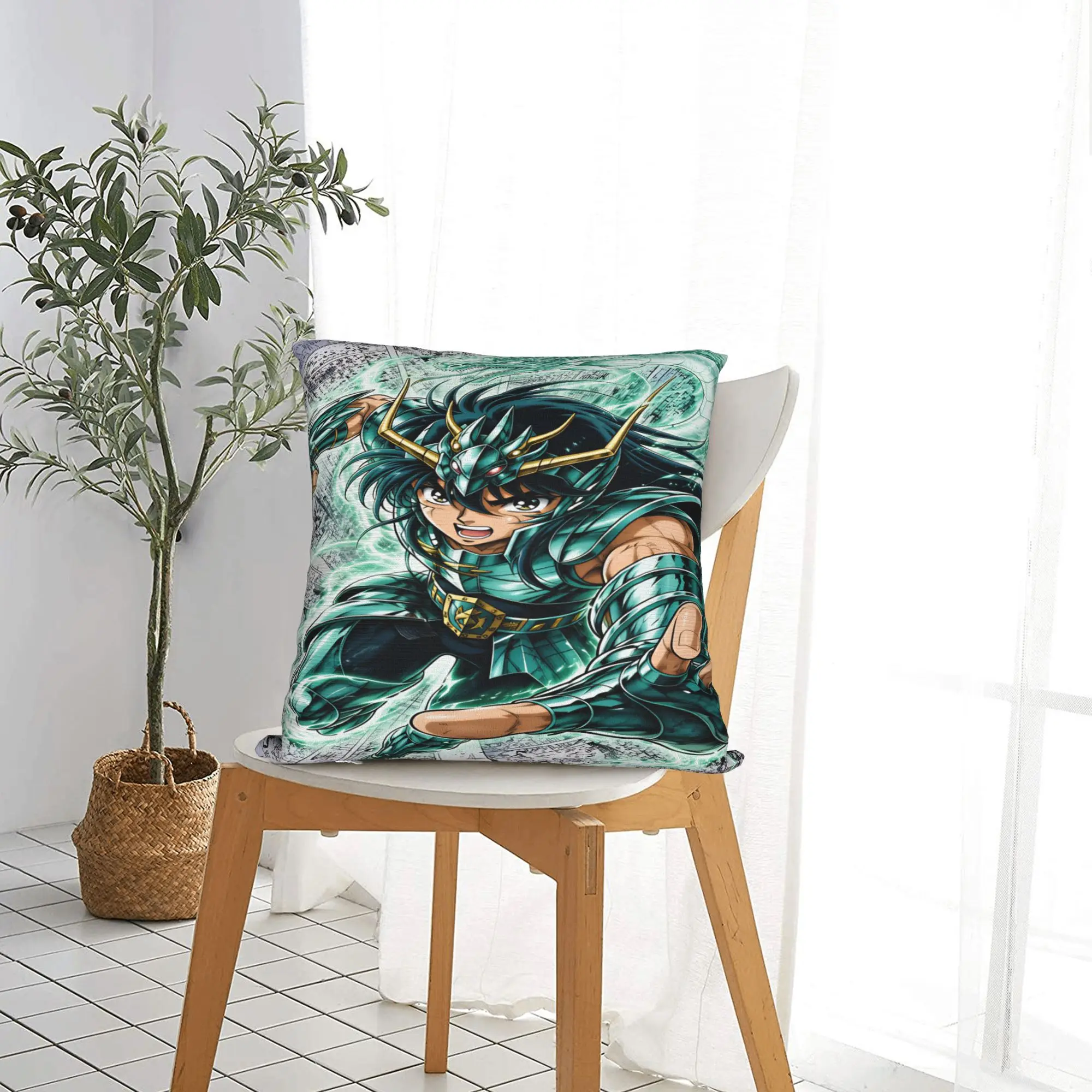 Saint Seiya Knights Z-Zodiac  Pillow Case  Soft Pillow Cover Vintage Pillowcases For Living Room Bed Chair