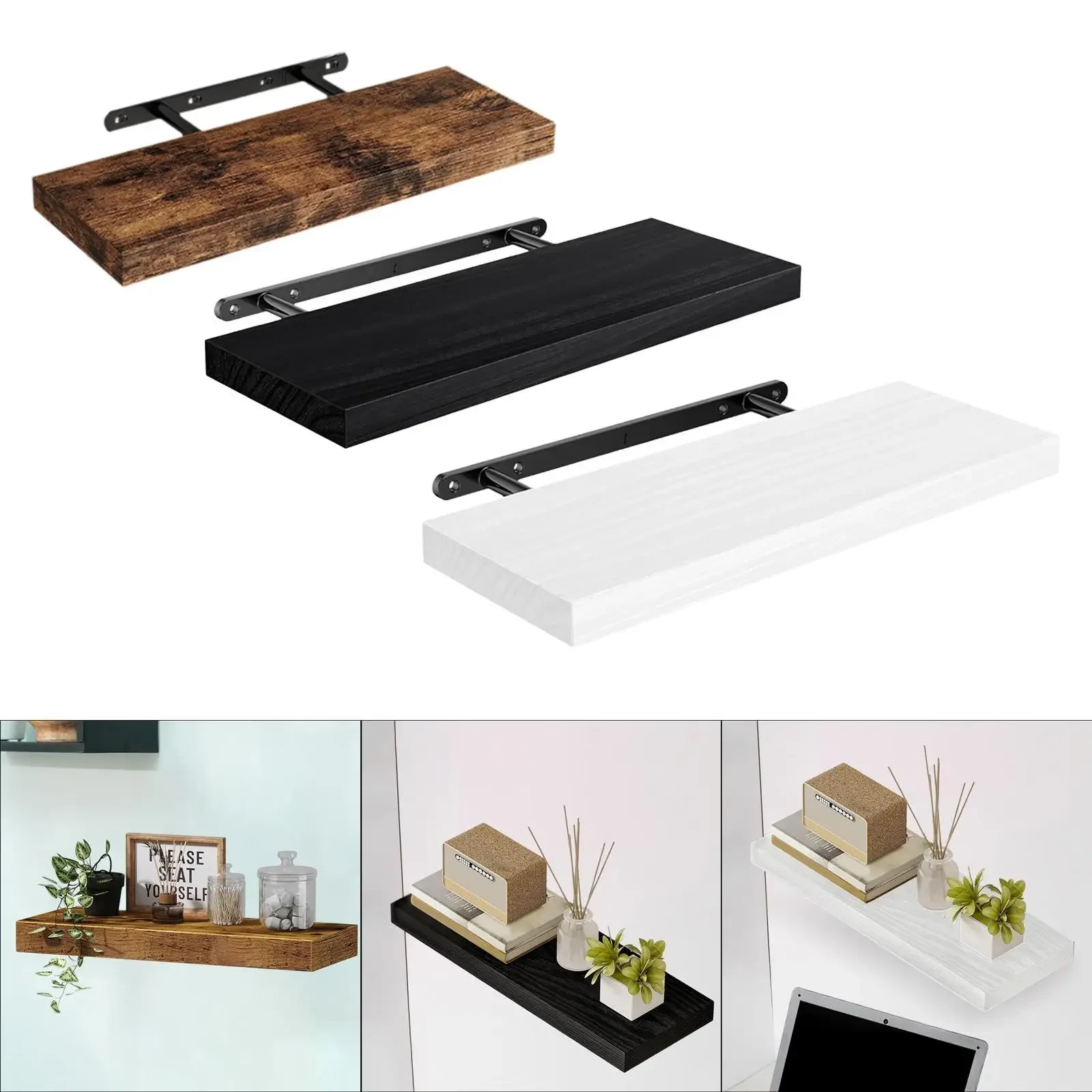 Floating Shelf for Wall Small Book Shelf Multipurpose Easy Installation Rustic for Farmhouse Bathroom Kitchen Bedroom Decor