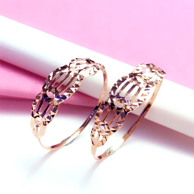 585 purple gold plated 14k rose gold shiny engagement rings for women exquisite Japanese and Korean style high-end jewelry