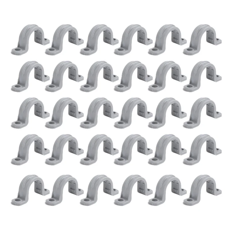 30Pcs Electrical Conduit Clamp 2 Holes PVC Flexible U Bracket Pipe Strap For Telephone HVAC Refrigeration Lighting 3/4 Inch/1 in