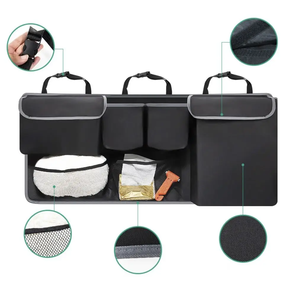 حقيبة تخزين صندوق السيارة بجيوب متعددة، سعة عالية وقابلة للتعديل للمقعد الخلفي، منظم تعليق من قماش أكسفورد لتوفير المساحة #4