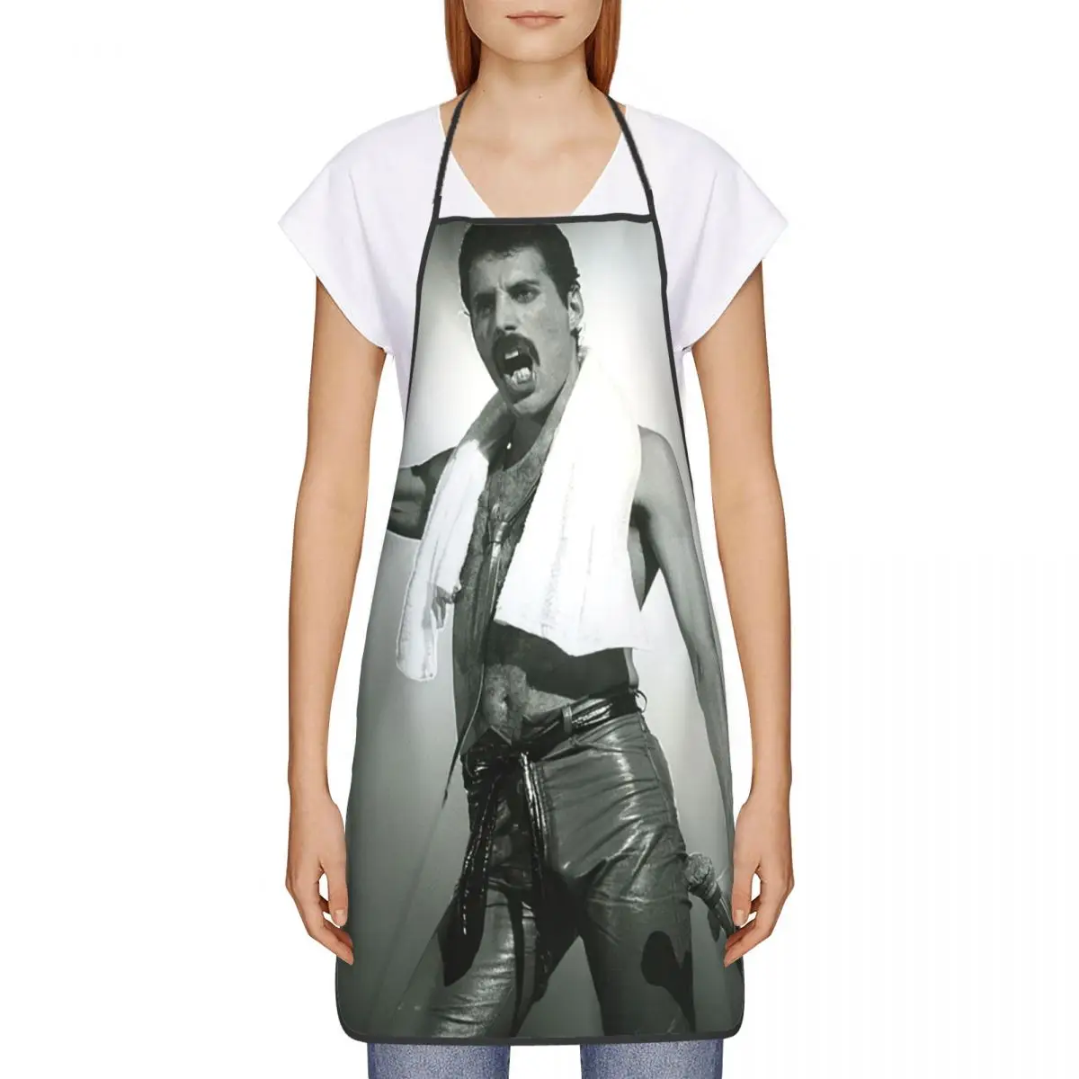 Unisex Rock Singer Freddie Mercury Kitchen Chef Cooking Baking Apron Women Men British Band Queen Tablier Cuisine for Painting