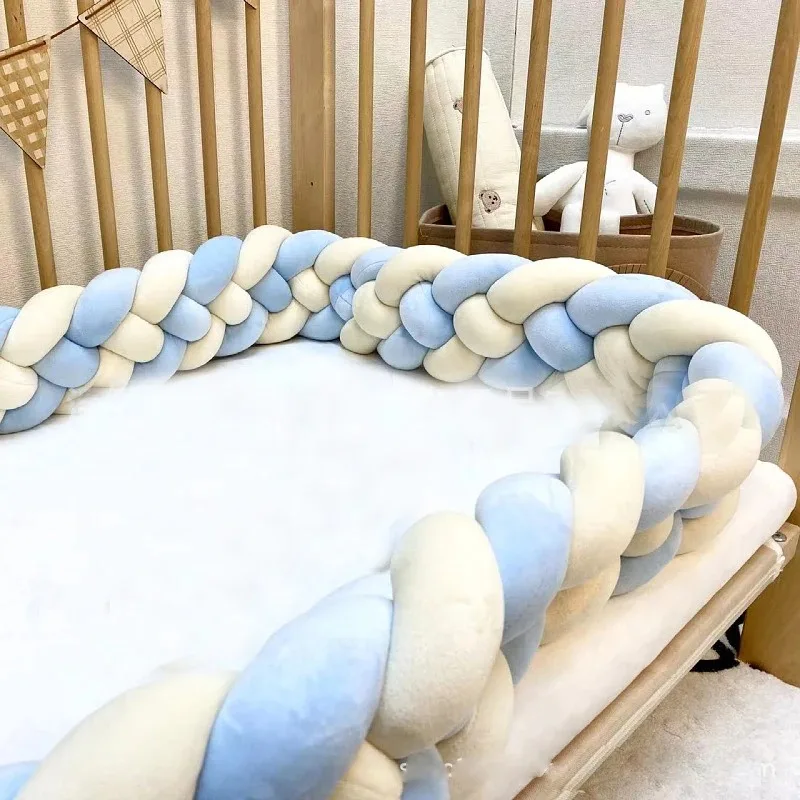 Newborn Baby Crib Bumper Cot 2M 3M 1M 4 Knotted Infant Protector Bedroom Decoration Cot Bumper Baby Bed Bumper