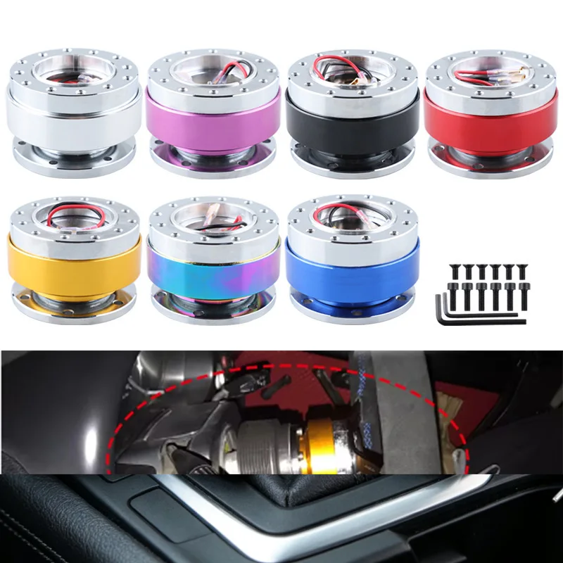 Universal Car Steering Wheel 6 Hole Aluminum Car Quick Release Steering Wheel Snap Off Hub Adapter Kit