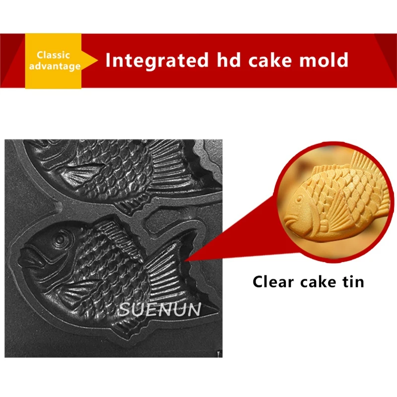 Taiyaki – machine électrique à 3 trous, 220V, 2kw, pour rôtir les petits gâteaux de poisson, snacks