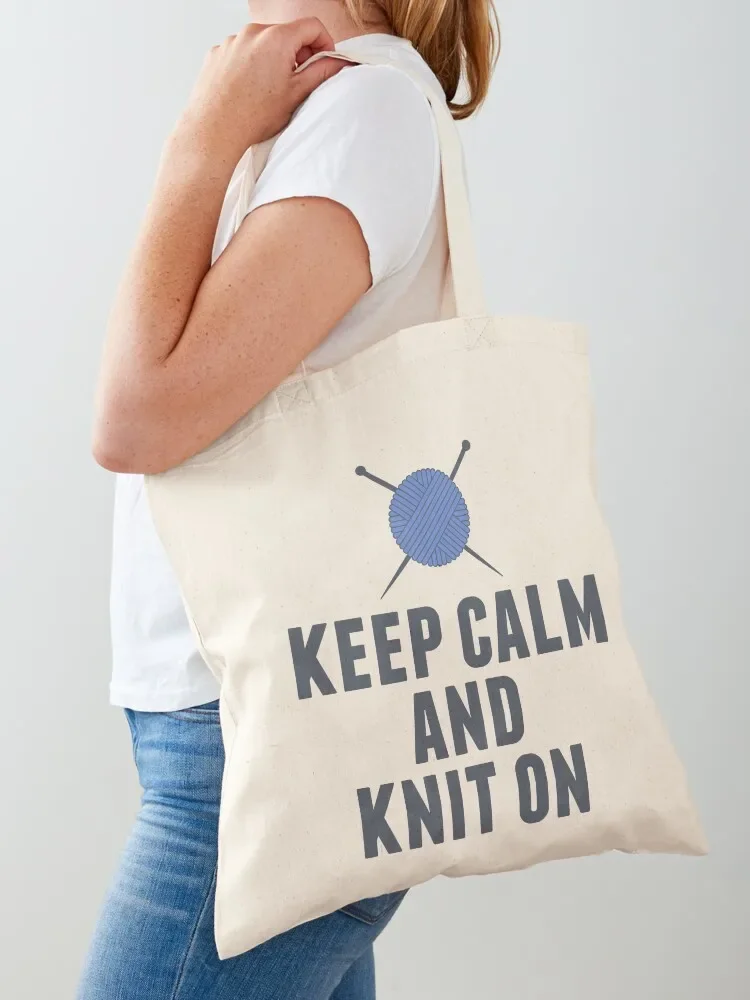 Keep Calm and Knit On Cute Knitting Tote Bag Candy bags Eco bag reusable shopping bags custom canvas bag