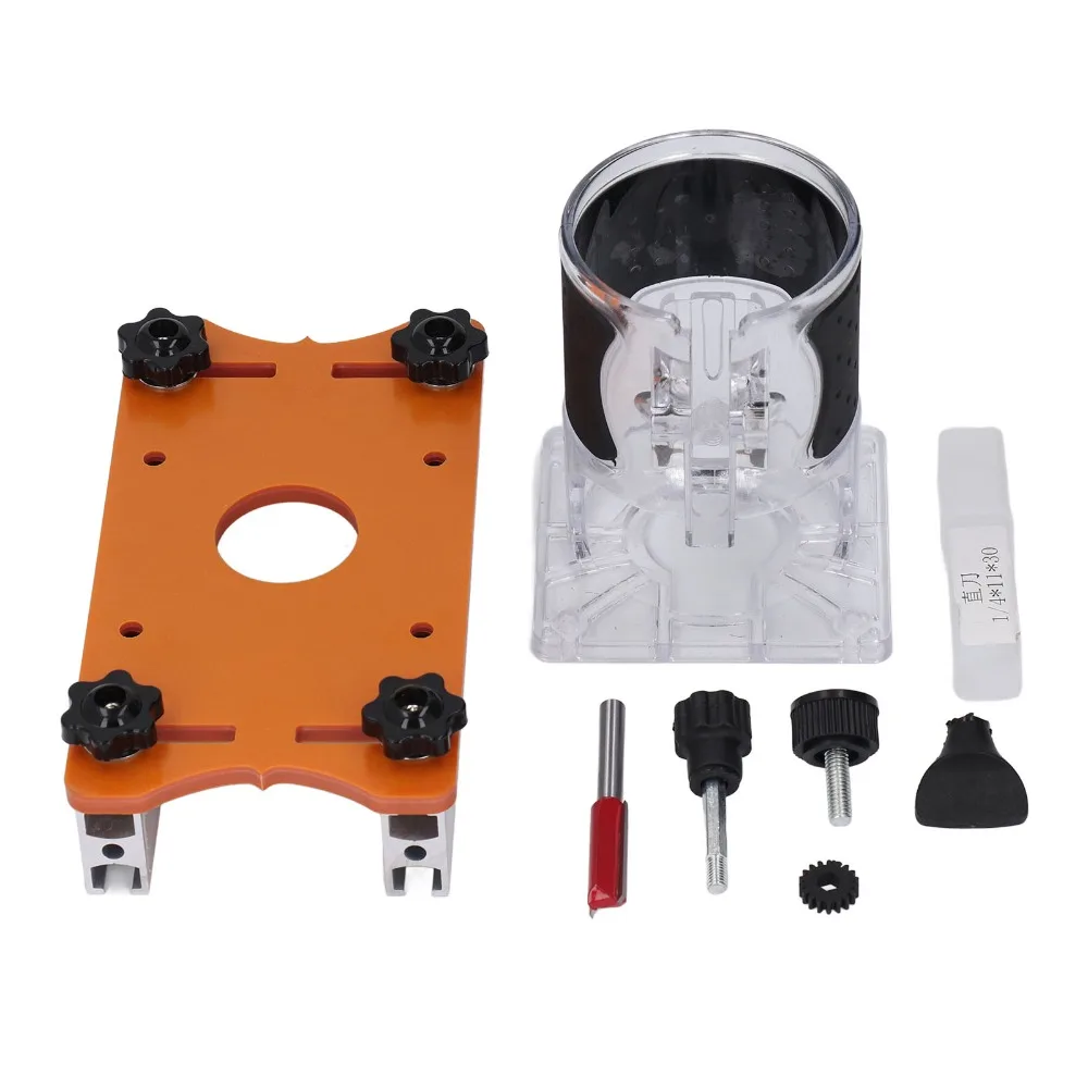 

Transparent Cover Woodworking Router Base Fastener Kit Milling Cutter Slotting Bracket 2 in 1 Design Wood Trimmer Router Base