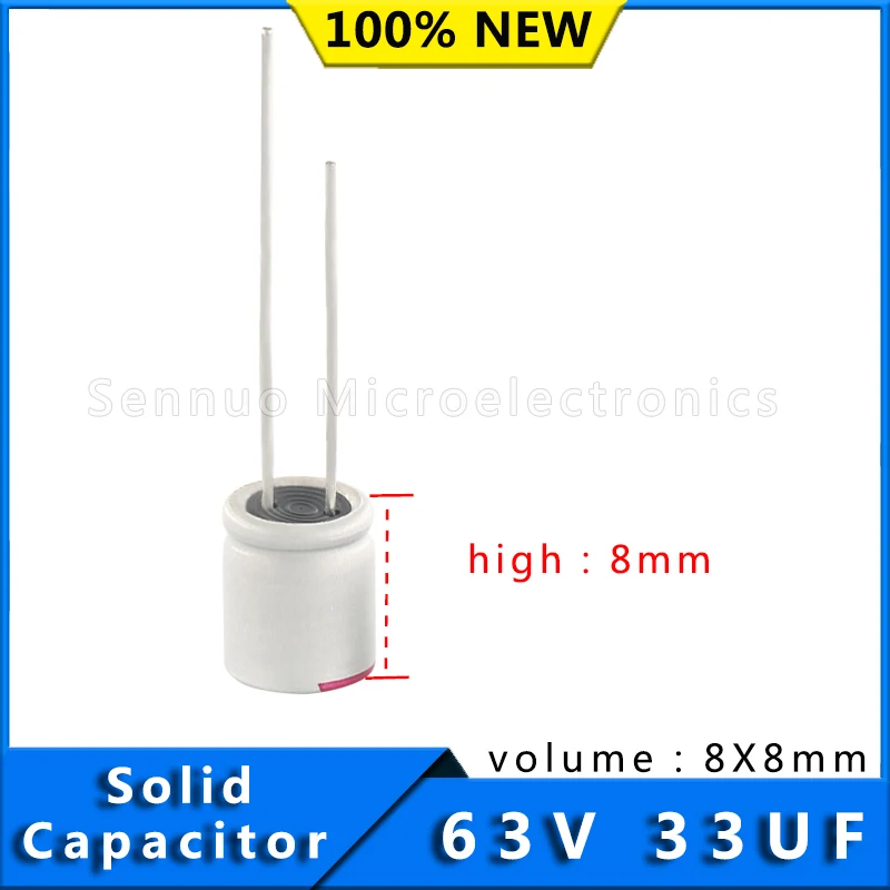 10 pièces nouveau condensateur solide 63V 33UF 8X8 condensateur solide carte mère condensateur graphique 33uf 63v condensateurs électrolytiques en aluminium