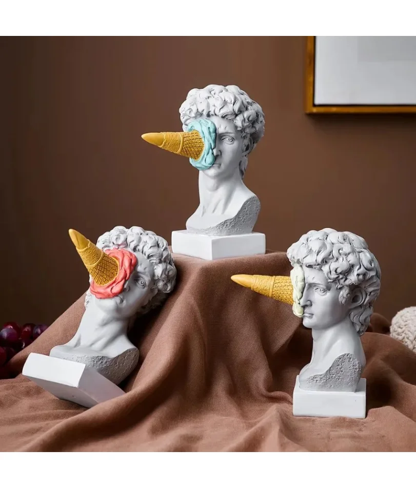 Sculpture Office Bookshelf Desktop Art Decoration David Statue Modern Nordic Figure Ornament Ice Cream David Figurine Home Decor
