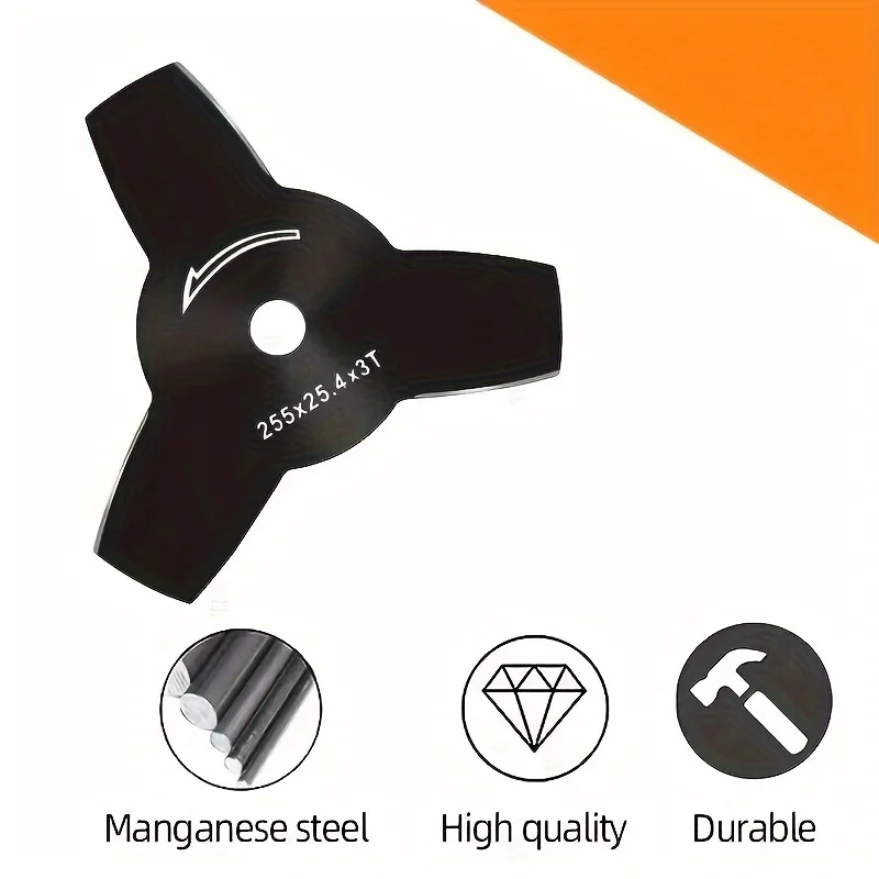 

1pc lawn mower blade SK85 steel universal 3 tooth manganese steel 255x25.4x2mm park orchard farm daily weeding tool accessories