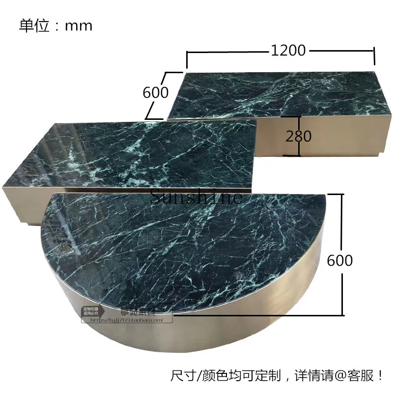 Modern marble model room simple creative rectangular metal combination coffee table