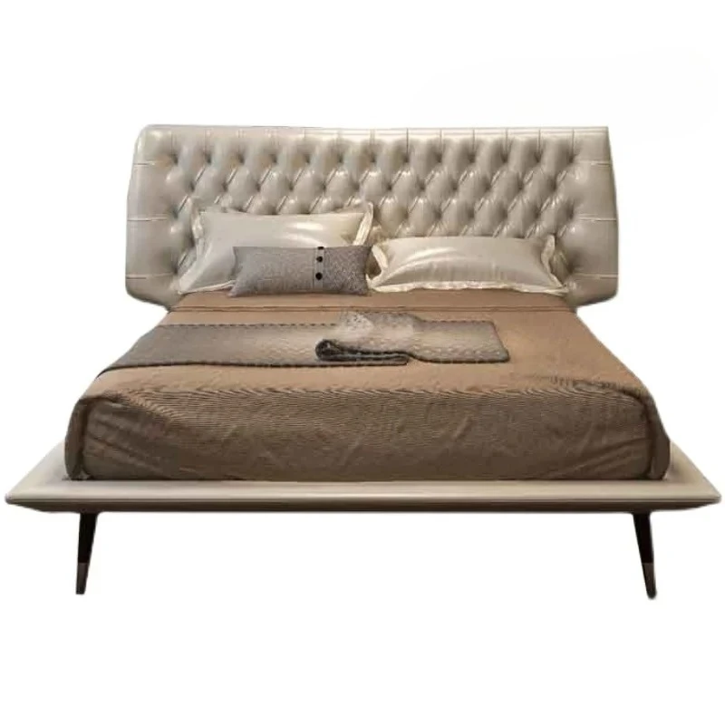 

Designer leather modern simple light luxury Nordic soft bag buckle leather art wedding bed princess soft bed