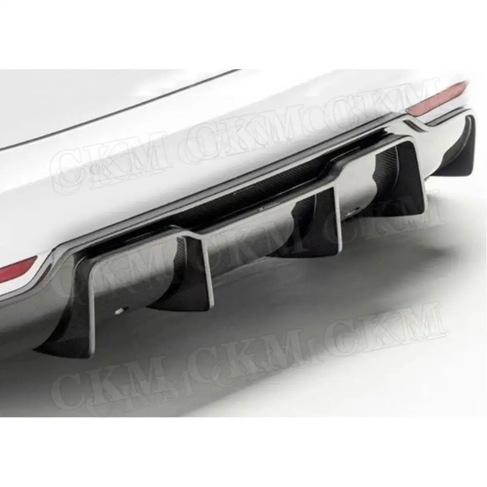 Real Carbon fiber Rear Lip Diffuser with Hole for Tesla Model 3 2018 2019 2020 FRP Fins Shark Style Skid Plate Car Bumper Guard view 2