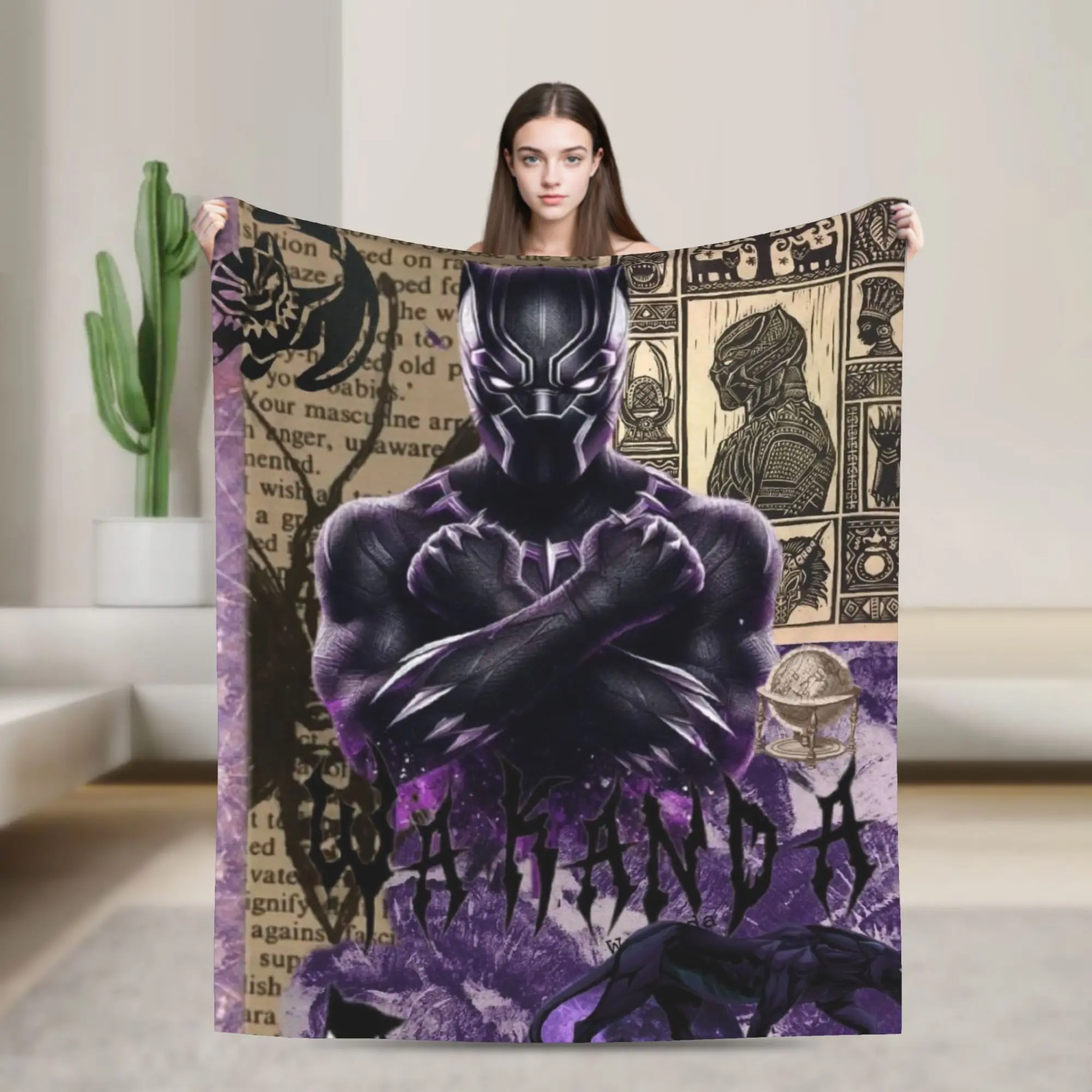 

Black Panthers Superhero Movie Throw Blanket for Couch Soft Fuzzy Plush Blanket 50x60 Inch Multi-size Bedspread for All Seasons
