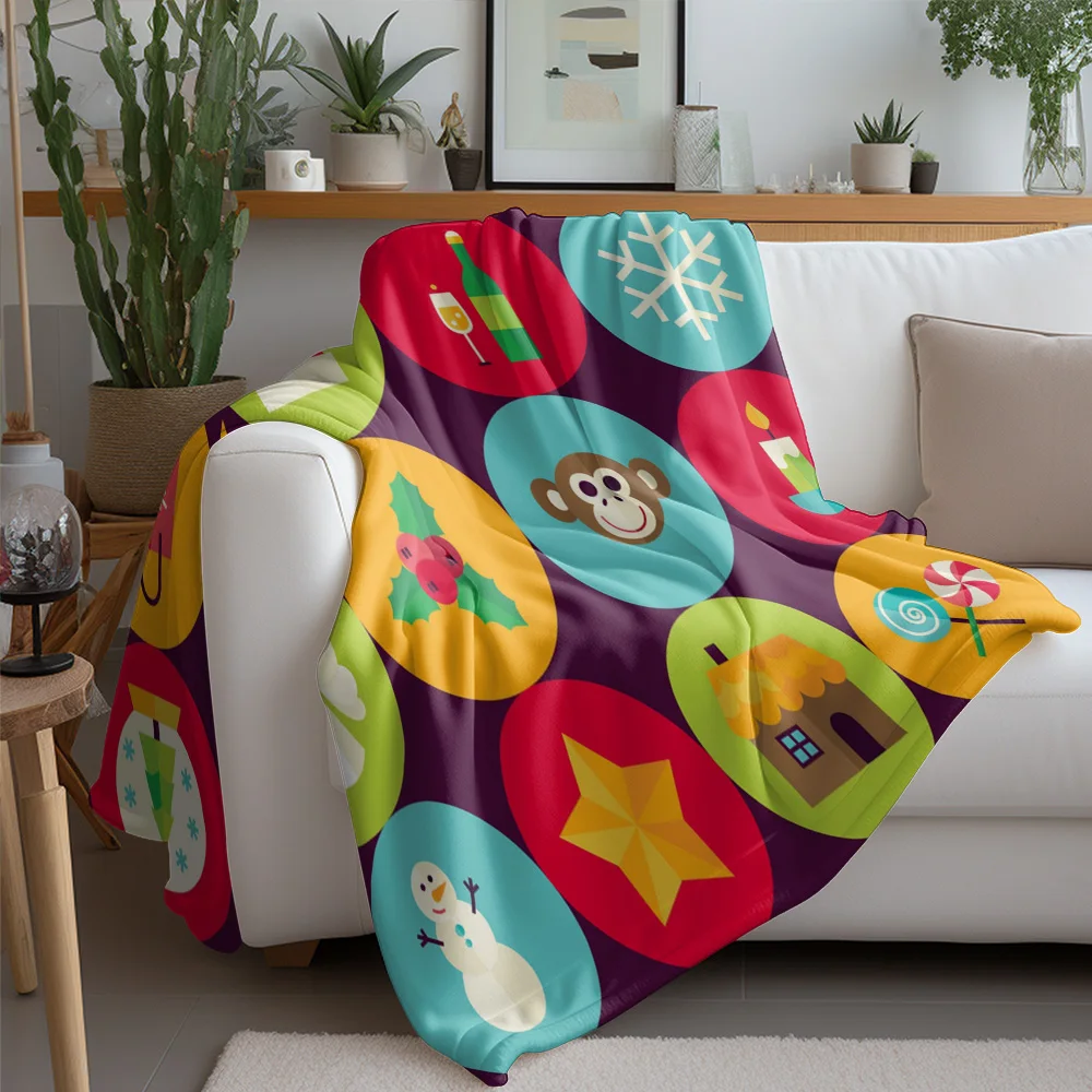 TU Festive Throw Blanket Cozy Christmas Decor Holiday Gift Reversible Flannel Soft Warm Bedspread Couch Cover Home Decor