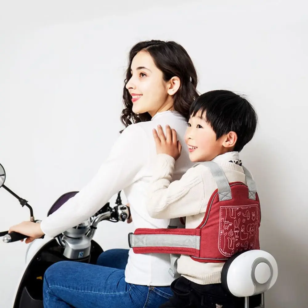 Anti-fall Motorcycle Children Safety Belt Adjustable Bandage Colorful Electric Car Cycling Strap with Reflective Strap