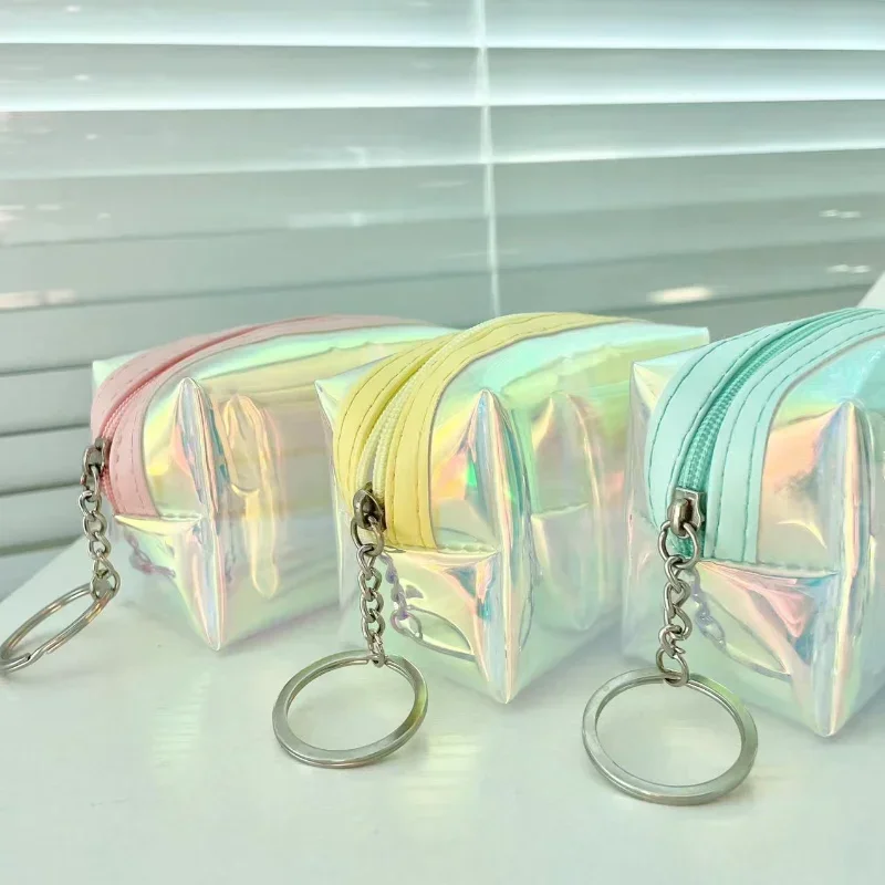 Transparente Mini Coin Purse para crianças, Sacos de cartão de crédito, Coin Pouch, Chaveiro, Carteira pequena para crianças, Zipper Clutch