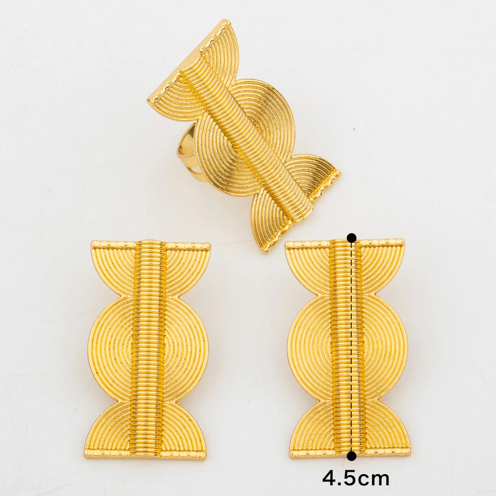 Women's 18K Gold Plated African Pendant Necklace Bangle Ring Set