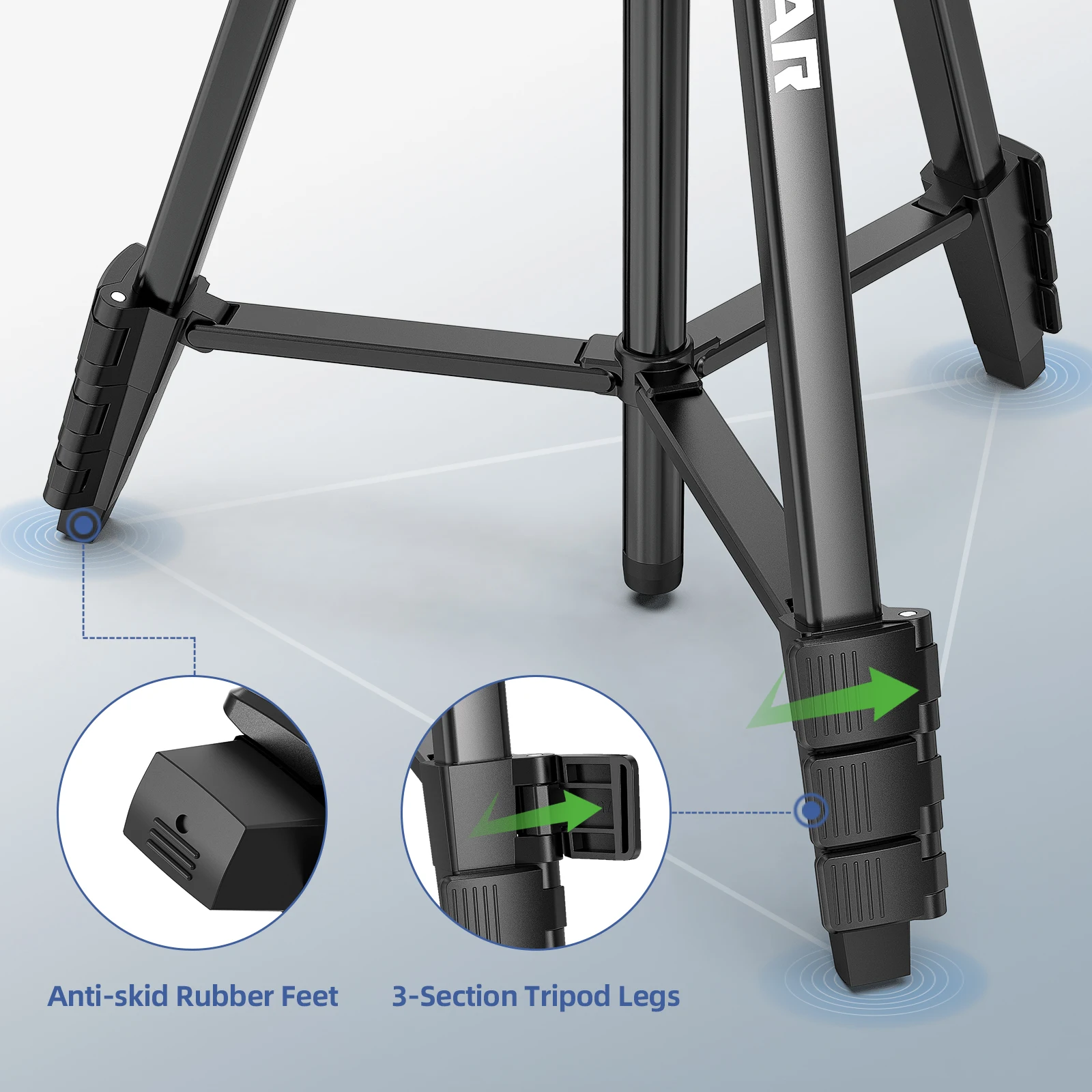 Trípode de nivel láser multifunción Huepar 1,52 M con 360 °   Cabezal panorámico de rotación y soporte ajustable de burbuja de nivel para medidor láser, cámara