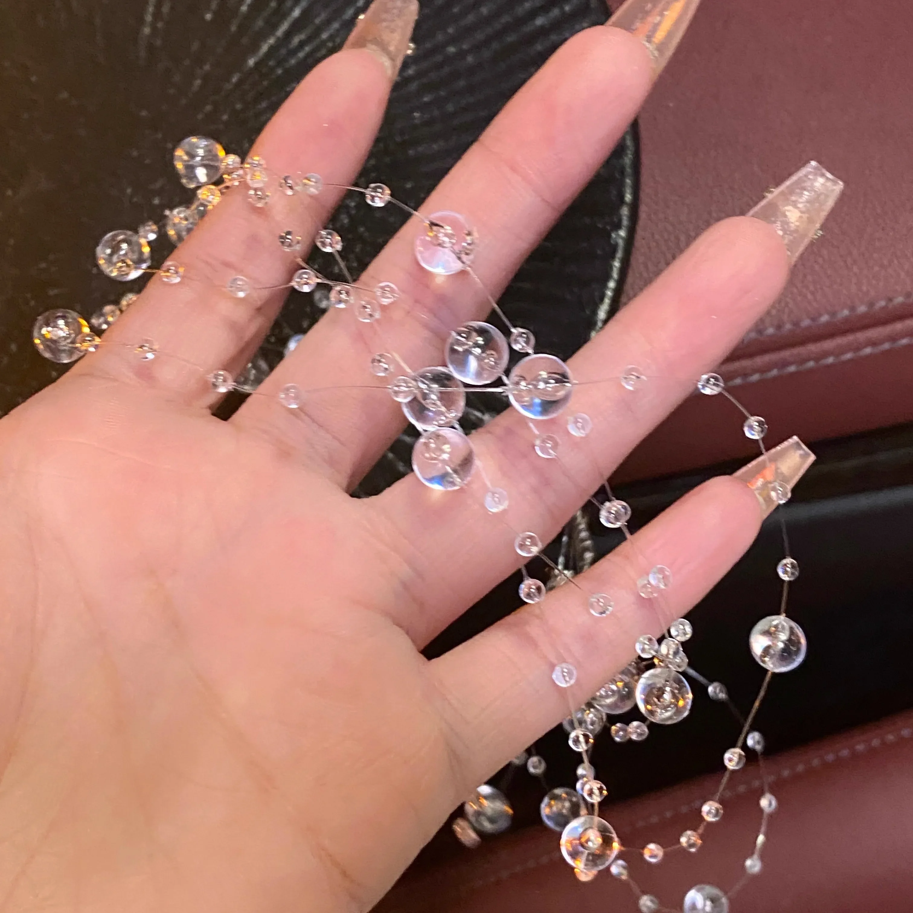 Elegant Water Drop Necklace Transparent Raindrop Earrings Minimalist Ice-Clear Dewdrop Choker Jewelry for Women Accessories Gift