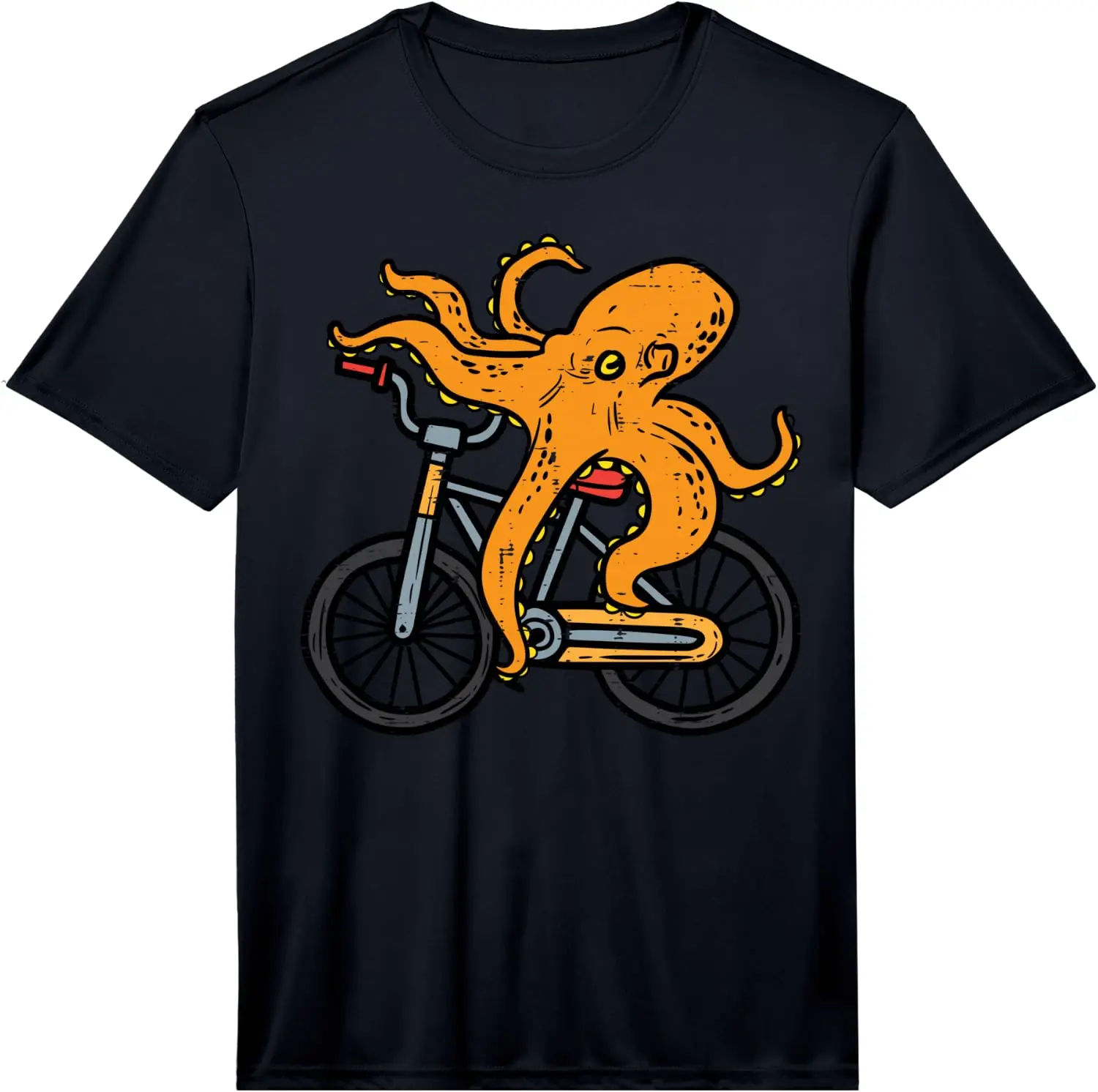 Octopus Bicycle Funny Bike Cephalopod Cyclist Men Women Kids Performance T-Shirt 100% Cotton Trendy Y2K Short-Sleeve Tee – Soft, Quick-Drying, All Occasion Casual  Suitable For Concert Party Hanging Out Sightseeing Trip