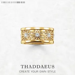 Band Ring Golden Sun,Brand New Europe Style Fine Jewerly For Women Men Gift In 925 Sterling Silver