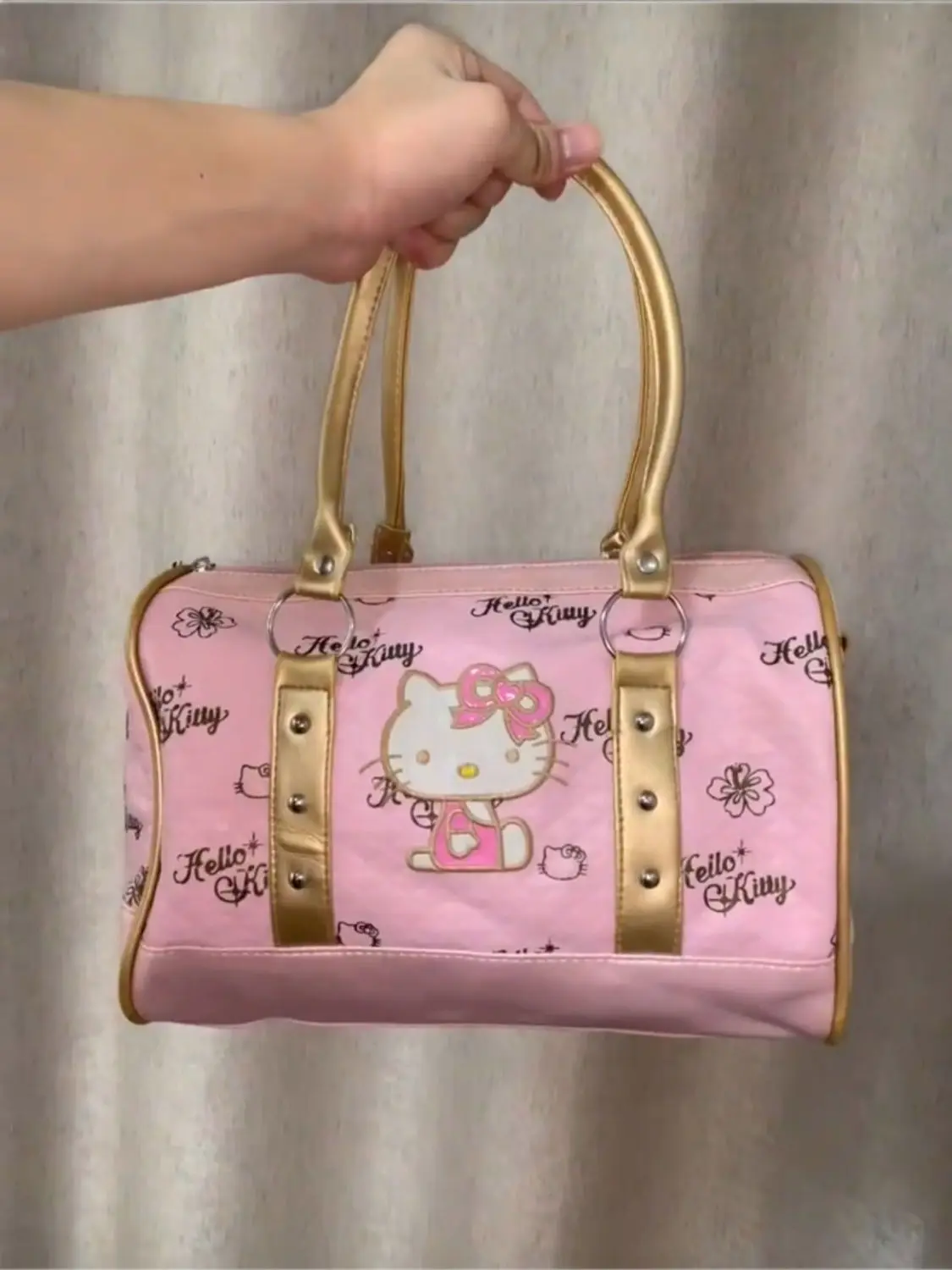 Hello Kitty PU Handle Bag Pillow Bag Female New Autumn Fashion Handheld Single Shoulder Crossbody Bag