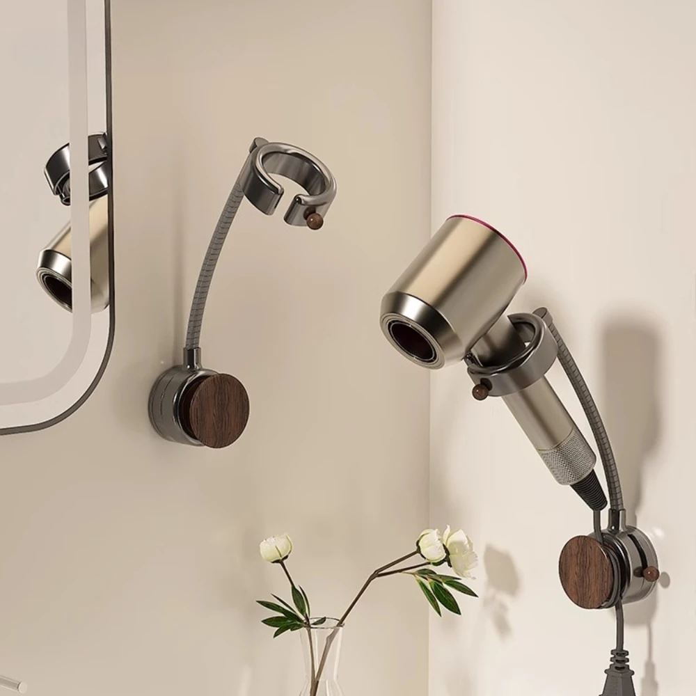 

Suction Cup Hair Dryer Stand Home Storage Creative Lazy Person Rotatable Rack Bathroom Non-perforated Hair Dryer Storage Rack