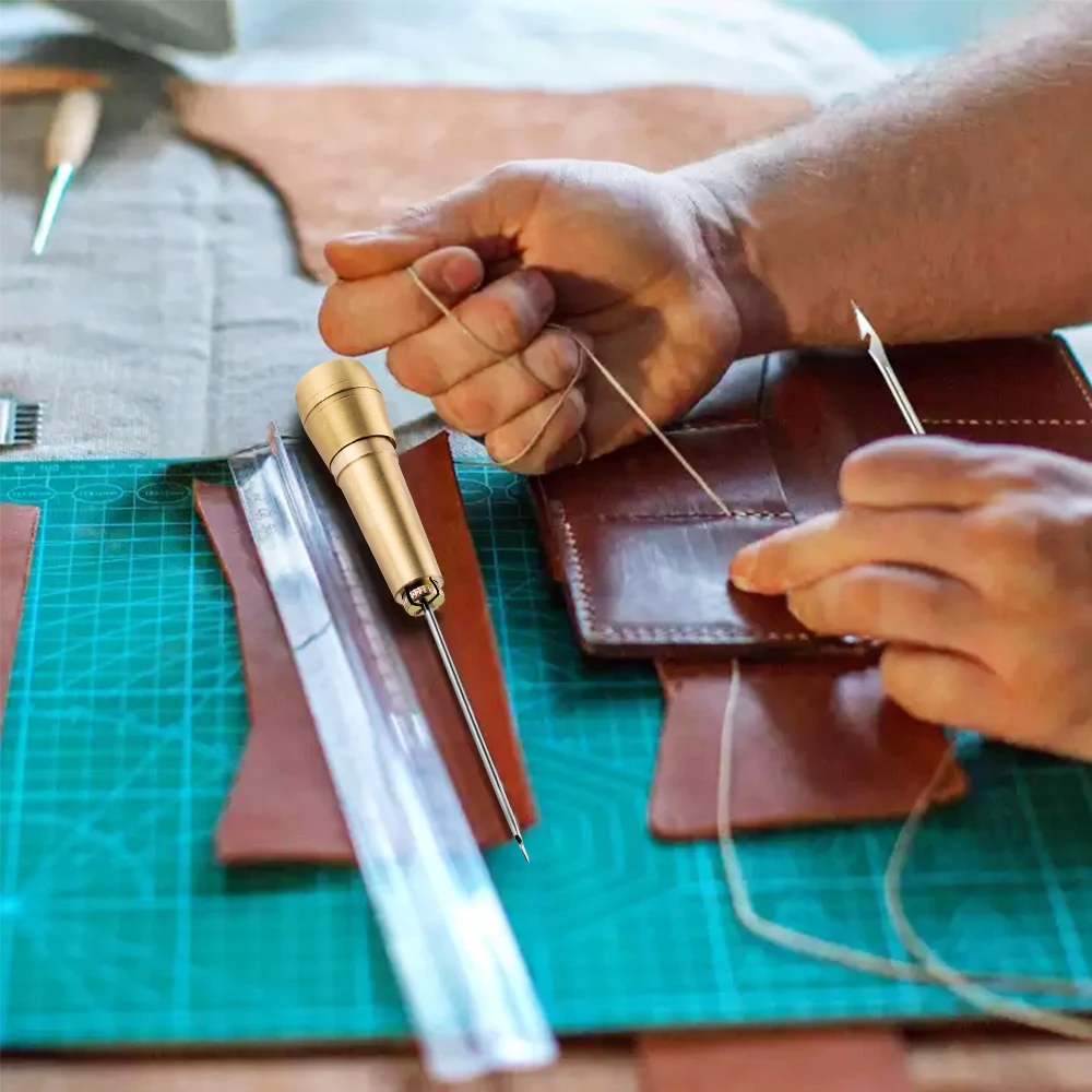 Copper Awl Kit Leather Sewing Canvas Tent Shoes Sewing Awl Tapered Tools Leather Craft Needle Kit Repairing Tool Hand Stitching