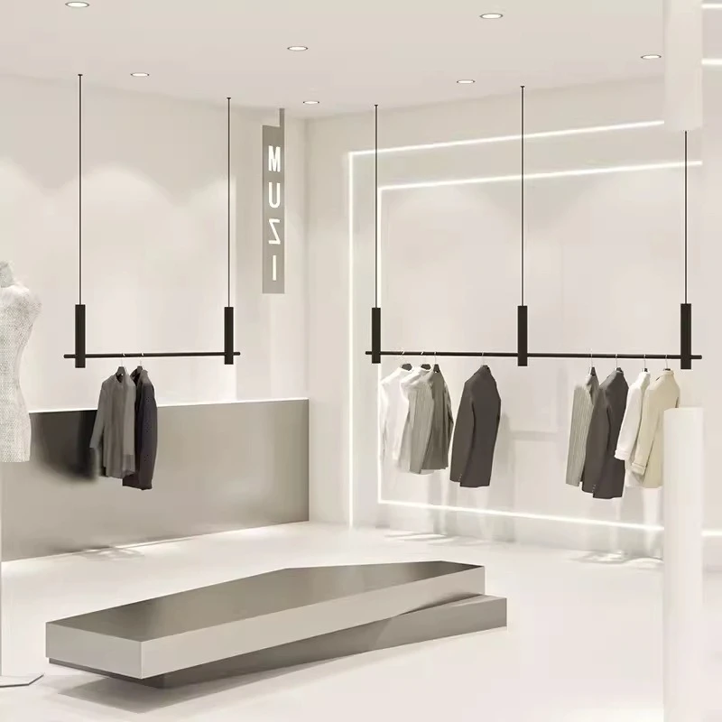 Clothing store hanger wire rope height adjustment clothes hanger ceiling hanging wedding dress rack women's clothing store